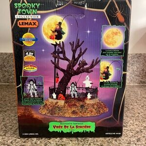 Lemax Spooky Town Halloween "Witch's Joyride" Lighted Animated Graveyard RETIRED